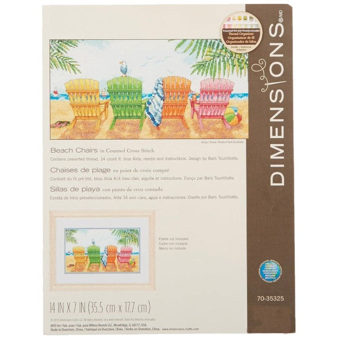 Dimensions "Beach Chairs" counted cross stitch kit.